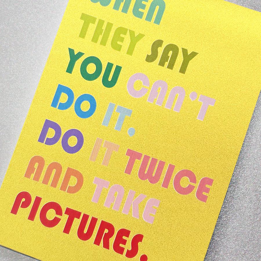 Do it twice greeting card on gold glitter card