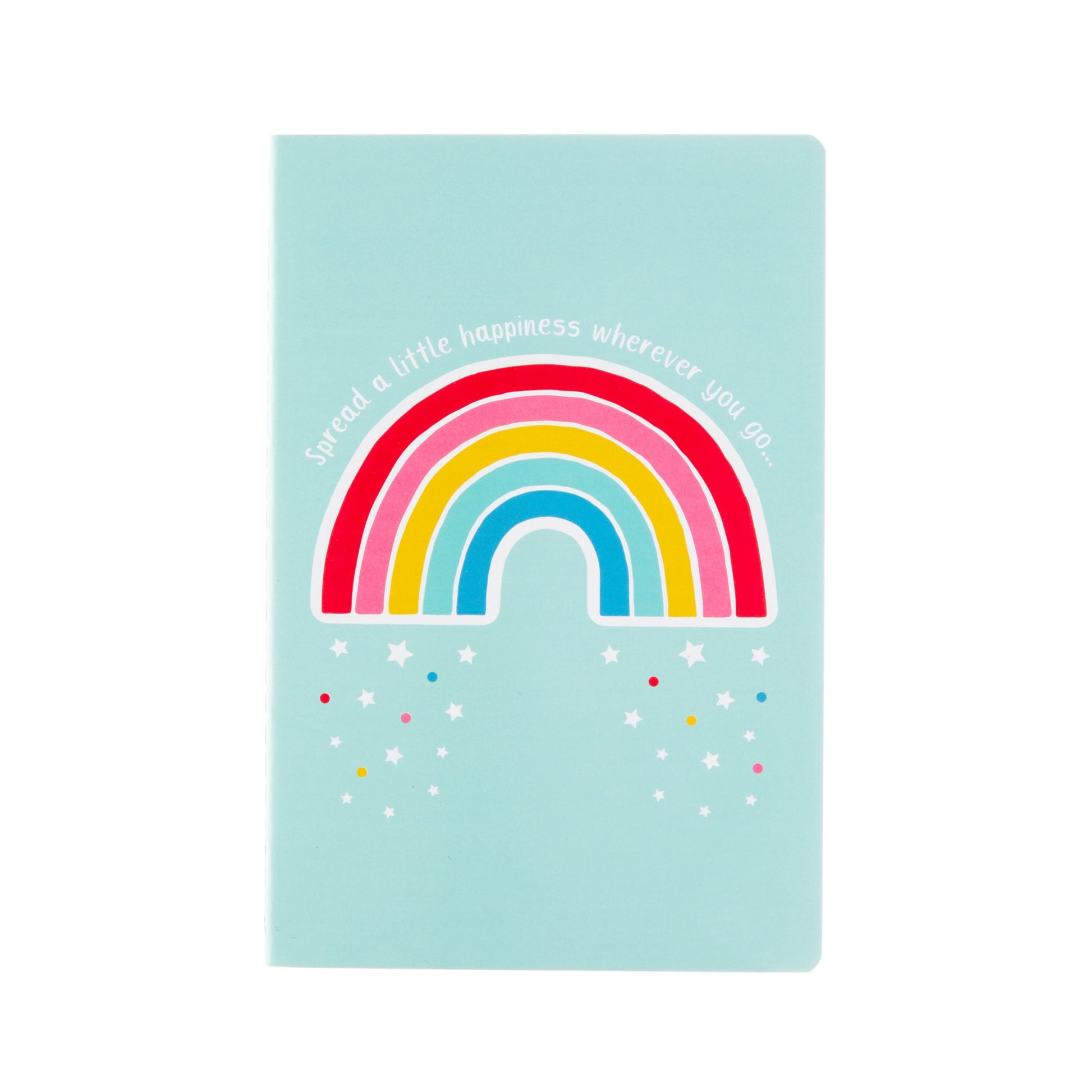 Rainbow notebook with slogan spread a little happiness wherever you go