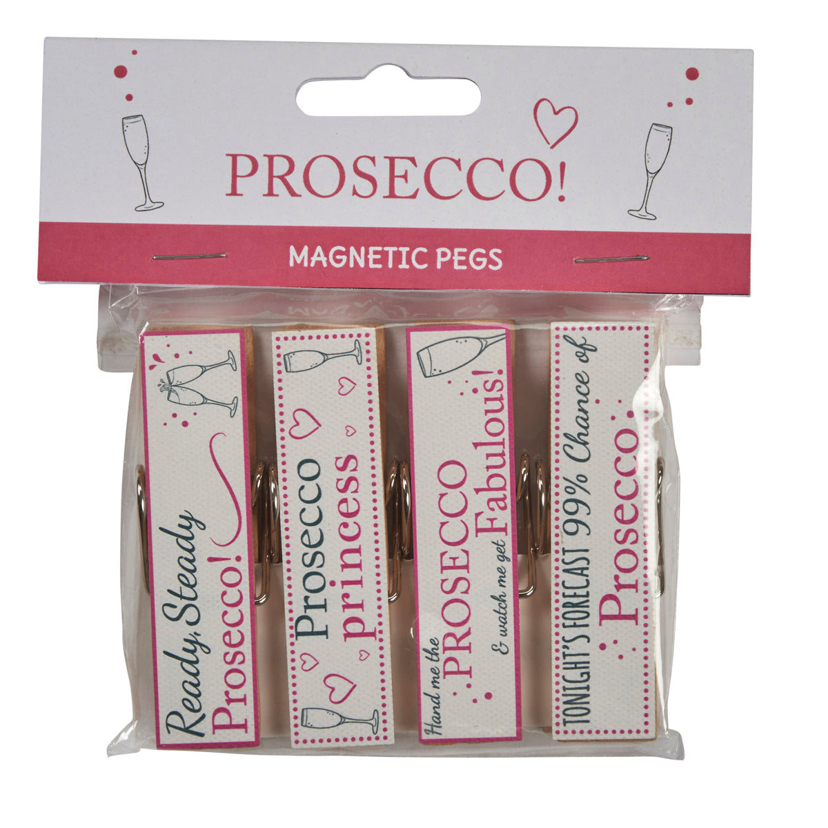 Set of 4 prosecco magnetic pegs