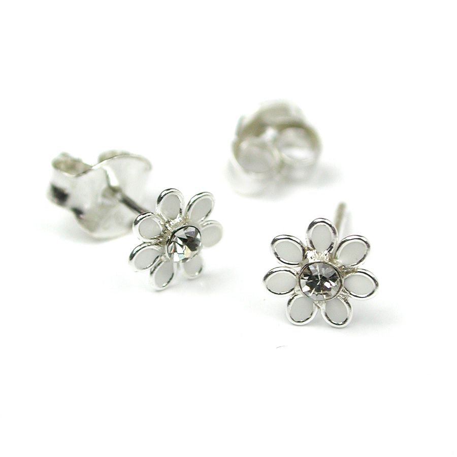 Dainty Sterling Silver Flower Earrings - Choice of Colours
