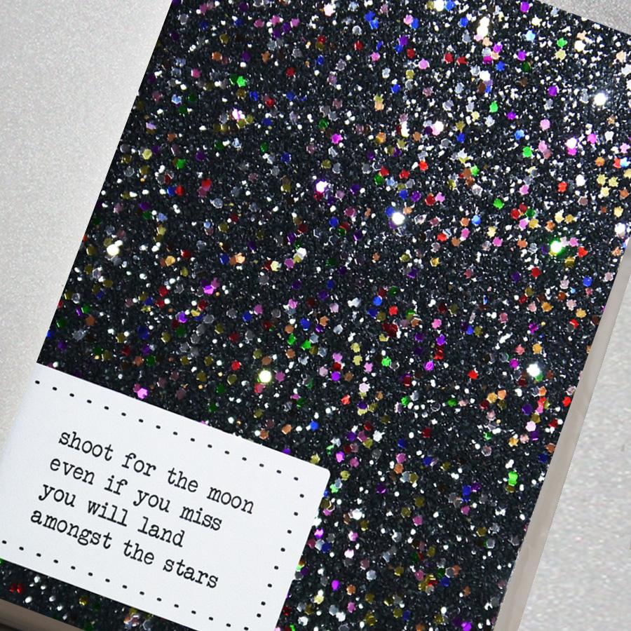 Super sparkly black glitter notebook