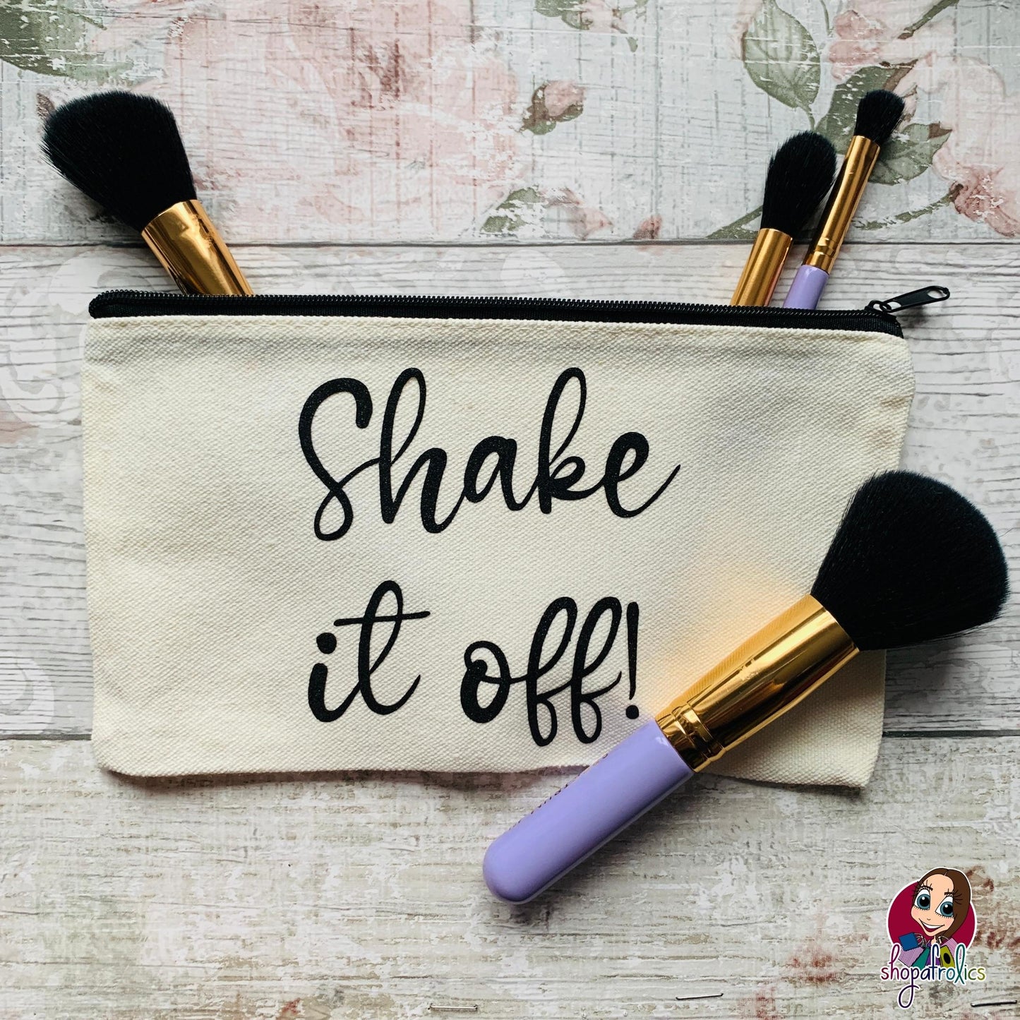 Sparkly glitter shake it off make up bag