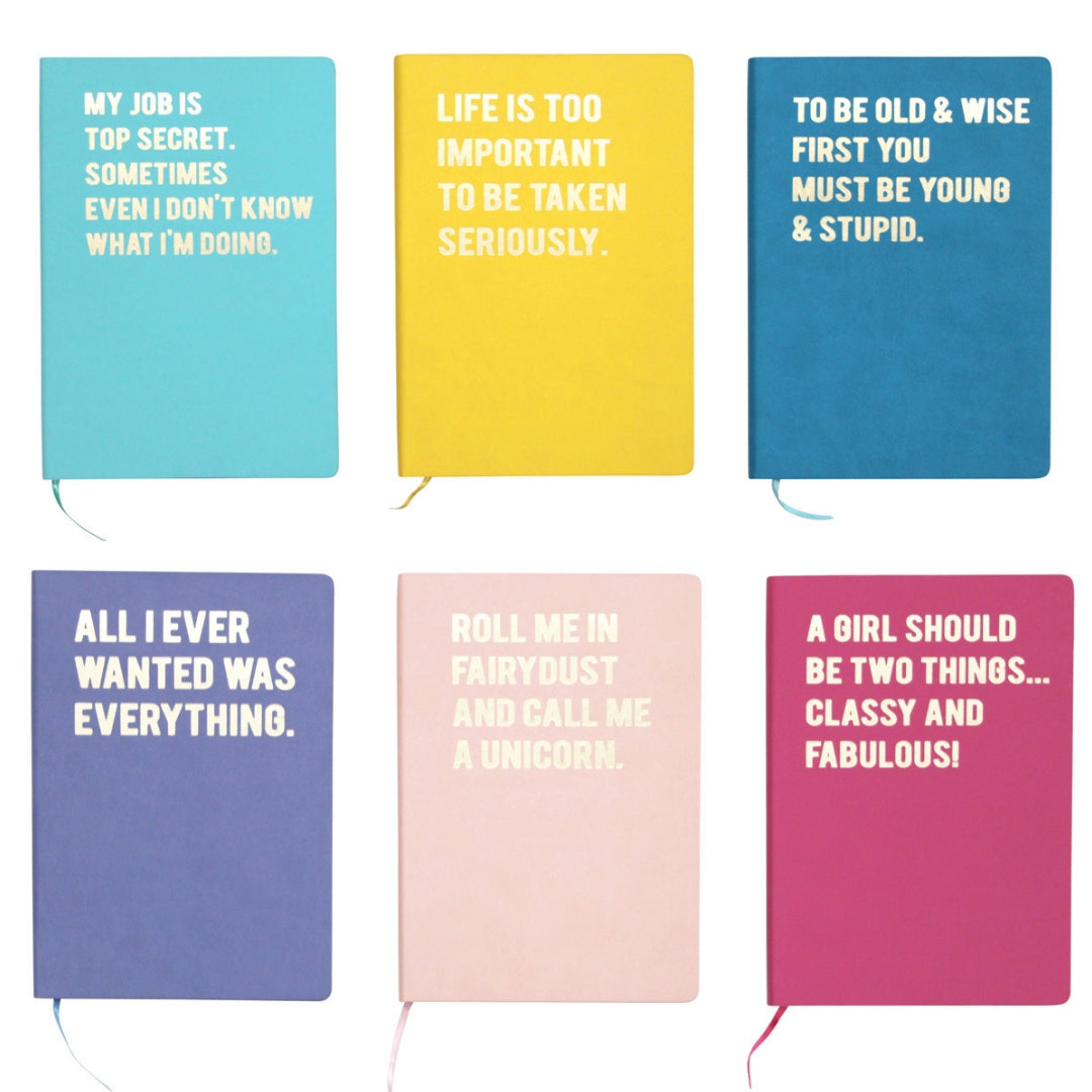 Fun slogan A5 notebook in choice of colours and phrases