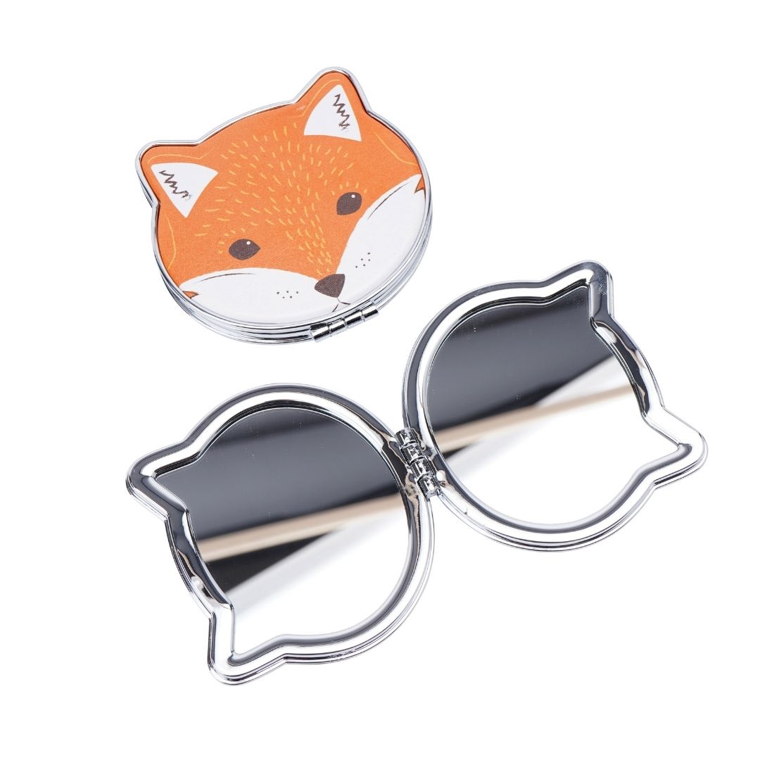 Fox mirror: One true reflection and one magnified mirror.