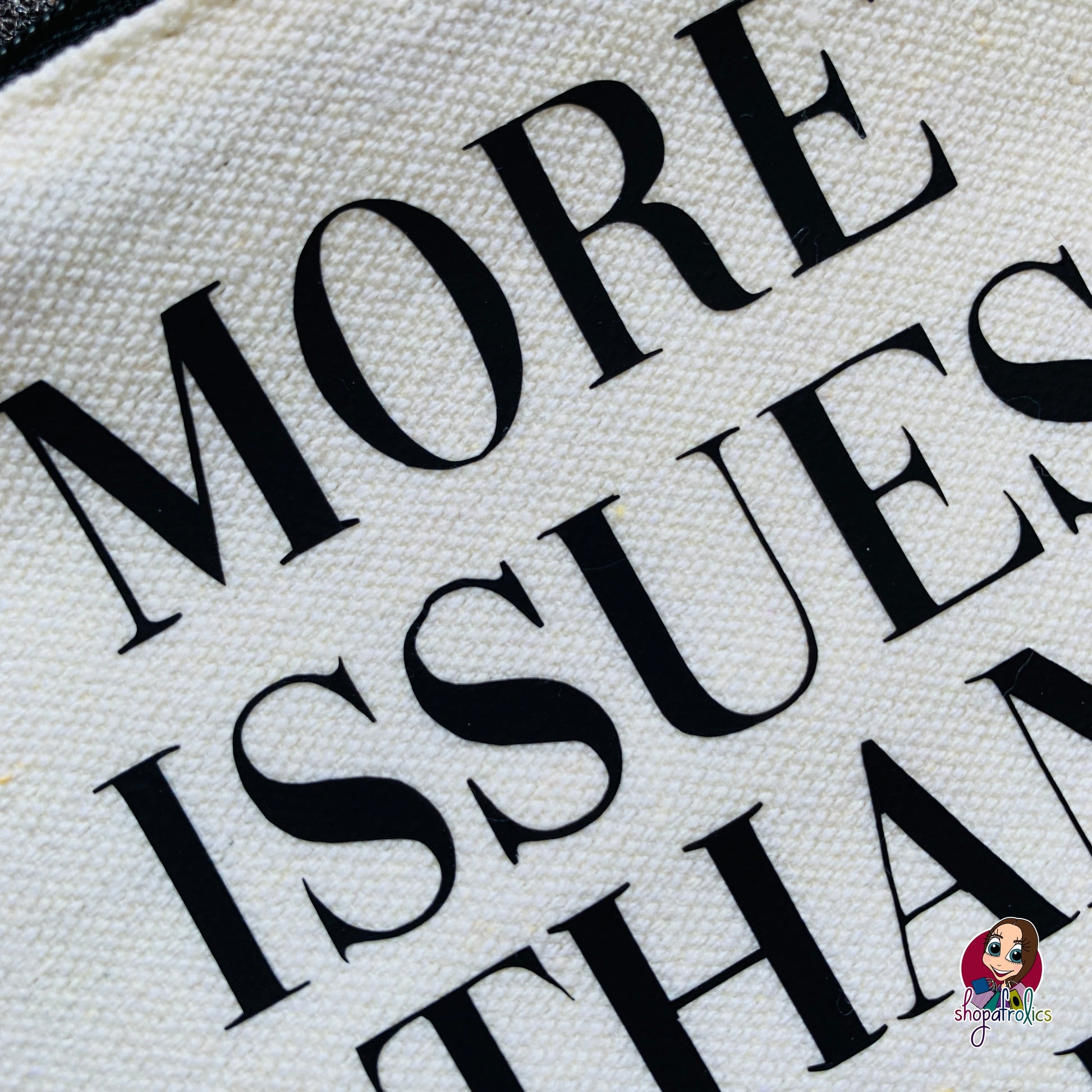 Lettering of more issues than vogue make up bag
