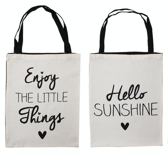 White canvas shopping bag featuring choice of slogans