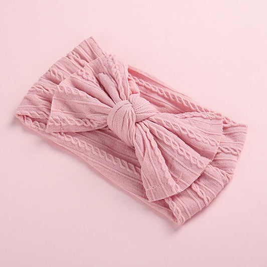 Pink cable knit baby hairband