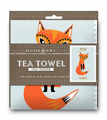 For [Fox] Sake Tea Towel in packaging