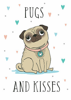 Pugs and Kisses Tea Towel