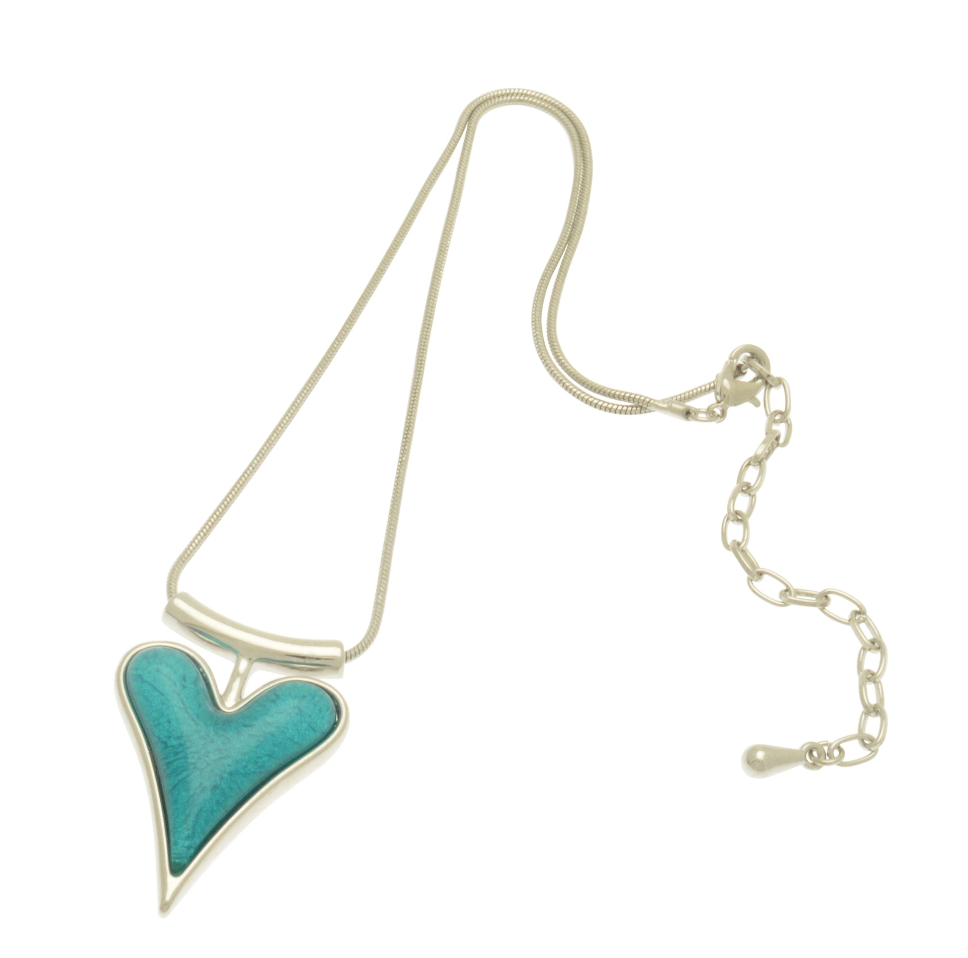 Teal Resin Heart Necklace
