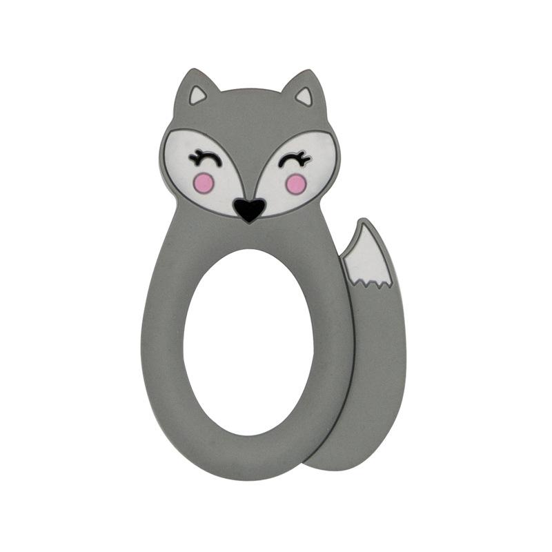 Grey fox silicone teether