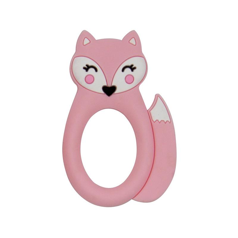 Pink fox silicone teether