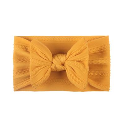 Honey yellow cable knit super soft and stretchy baby bow headband